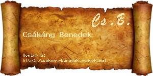 Csákány Benedek névjegykártya